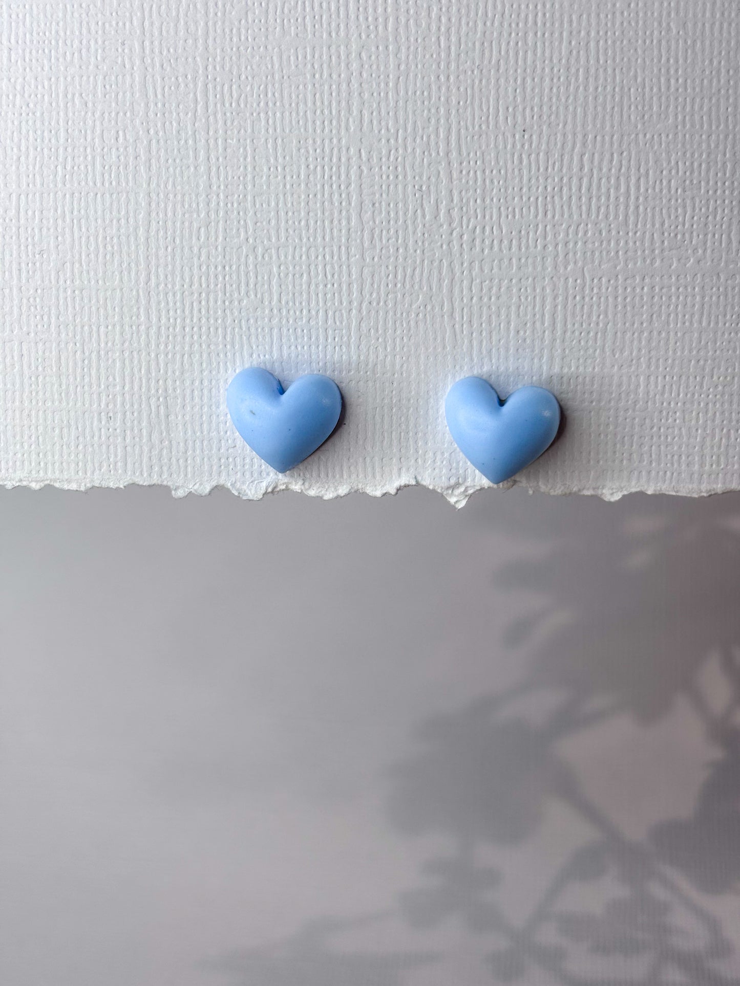 Baby blue heart studs