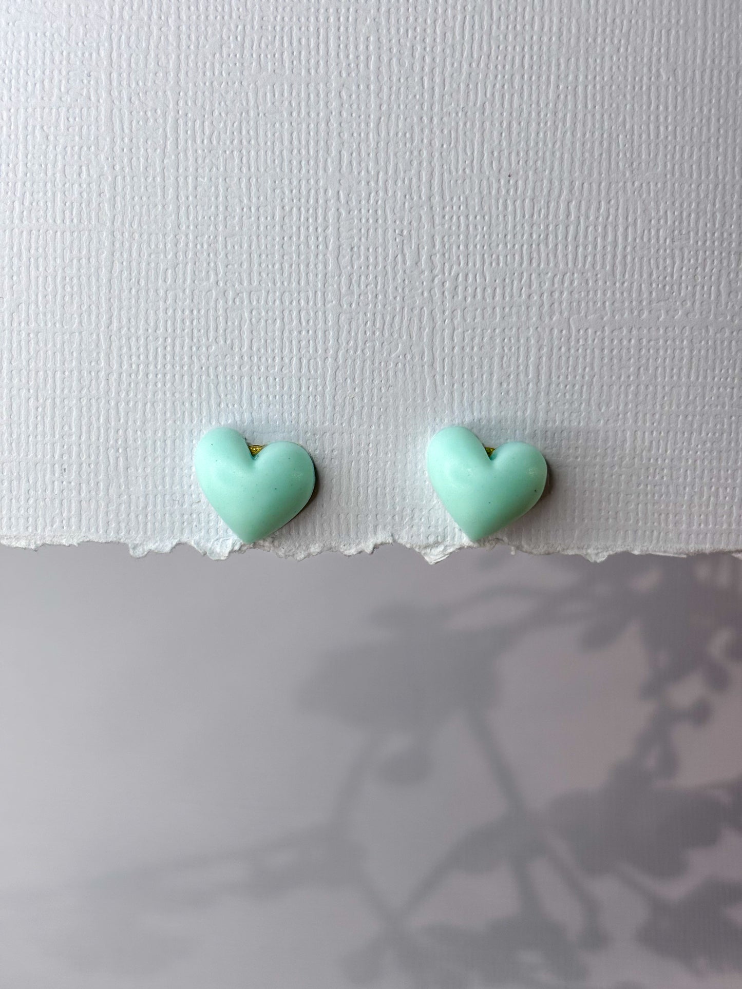 Mint heart studs