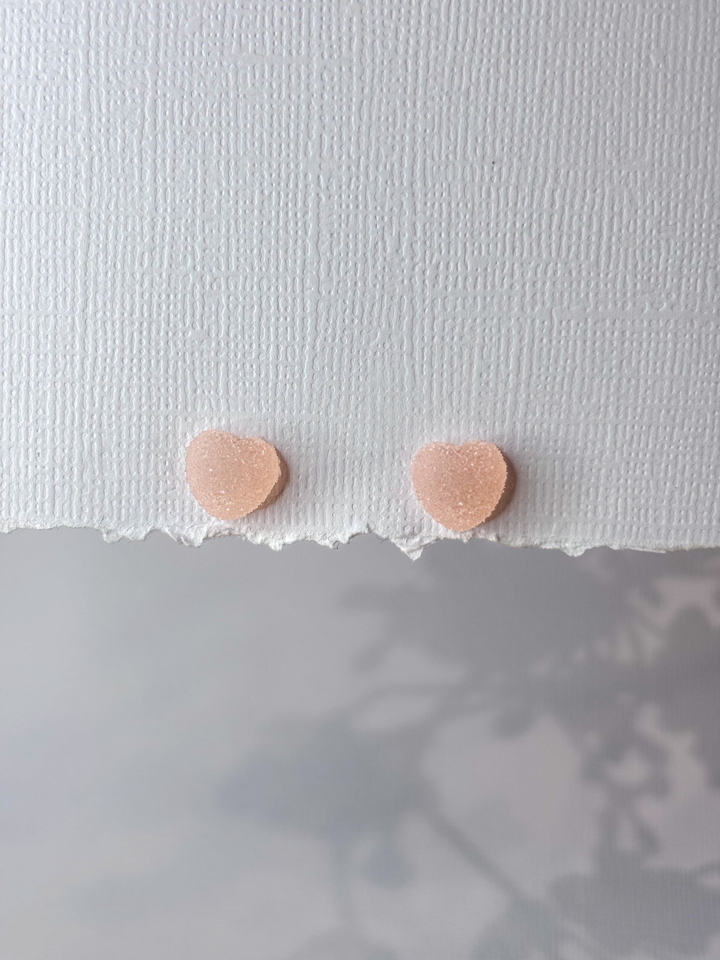 Peach gummy heart studs