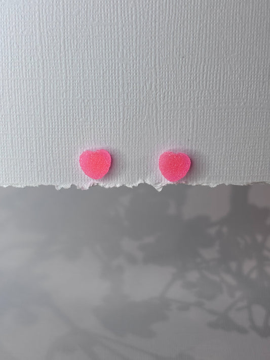 Pink gummy heart studs