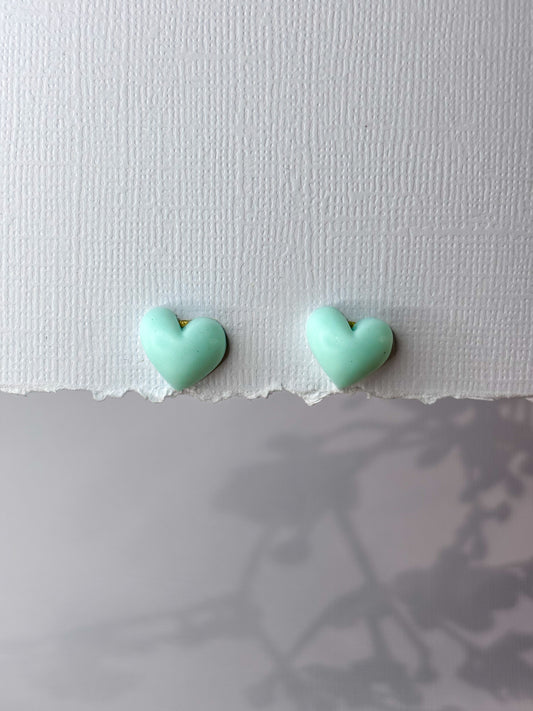 Mint heart studs
