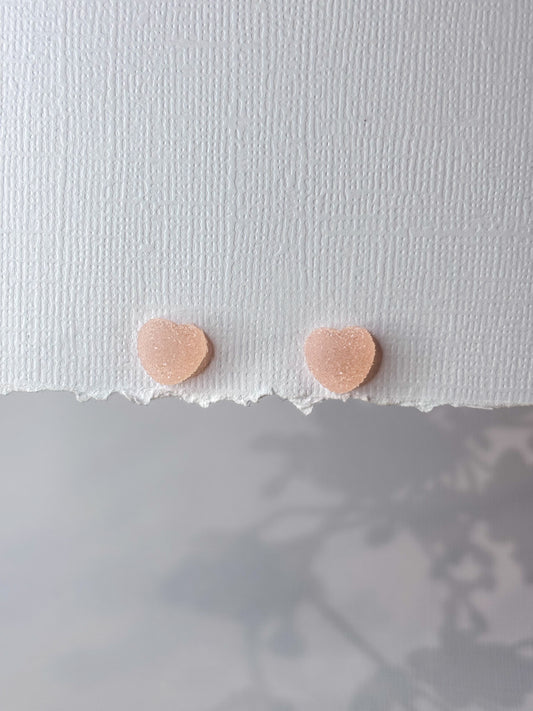 Peach gummy heart studs
