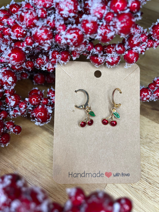 Gold/red cherry huggies