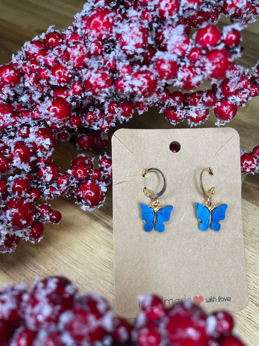 Gold/blue butterfly huggies