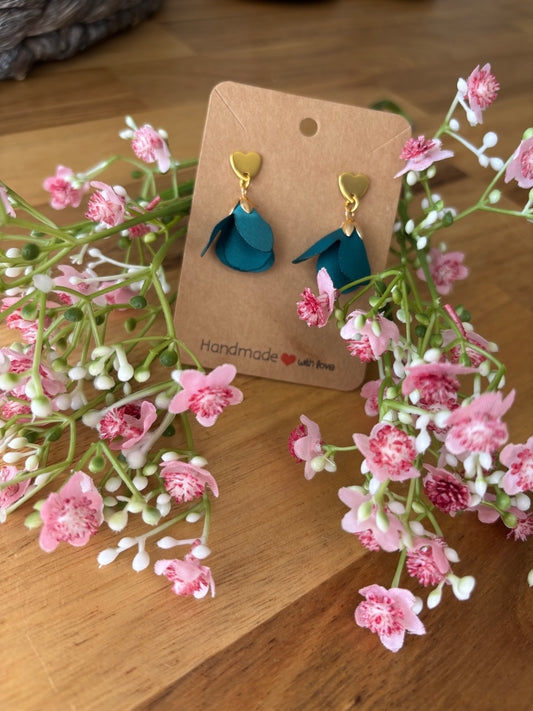 NEW! Green heart with green tassel drop earring