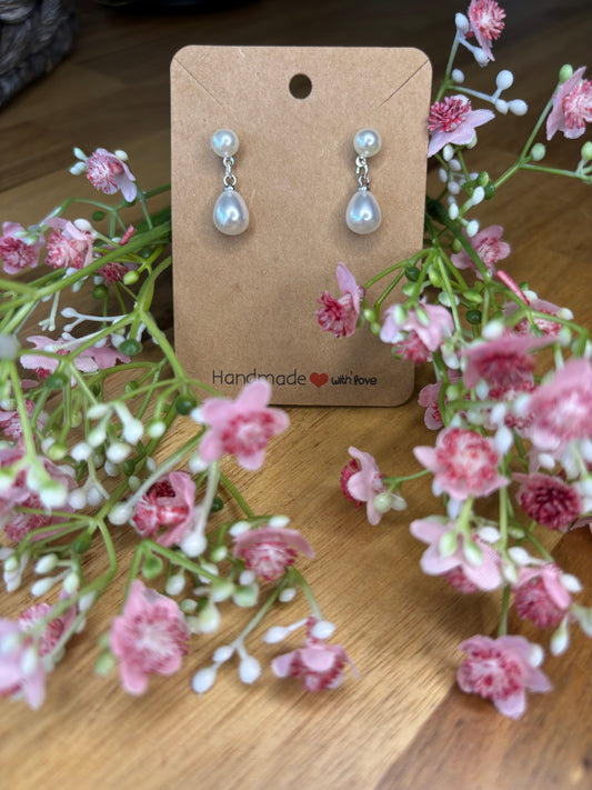 NEW! Silver tear pearl drop earring